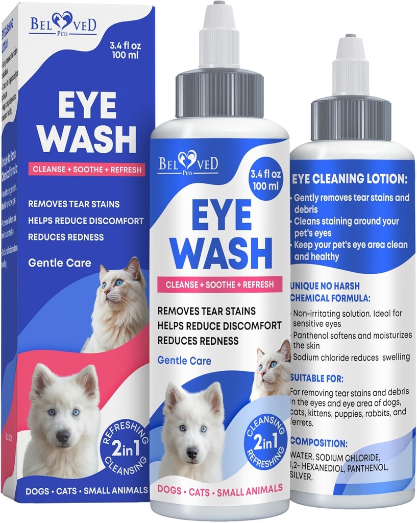 Tratamiento de las gotas de los ojos para perros y gatos – Soothe Infection " Alergía, Alivio de los ojos secos " Ojo rosado, Pet Tear Lávese " Limpiador - Kitten Eye Drops for Discharge, Eye Rinse " Flush