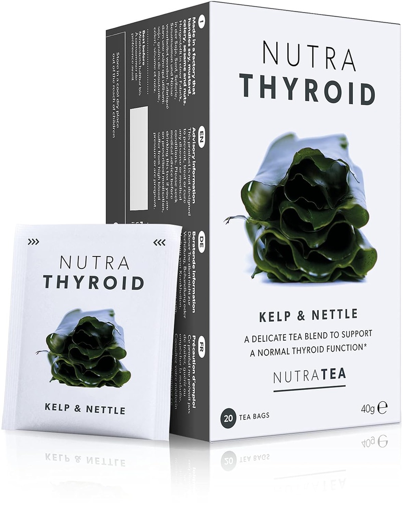 NUTRATHYROID - Asistencia para tiroides Té TENIDO Té de salud tiroidea - Apoyo a su Metabolismo y función tiroidea - 40 bolsas de té desarrolladas - por Nutra Té - Té herbal - (2 Pack)