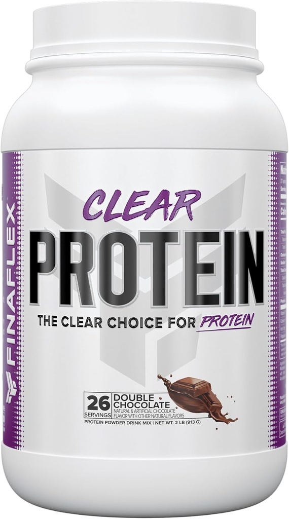 FINAFLEX Clear Protein, Double Chocolate - 2 lb - Promueve el rendimiento muscular &amp; Crecimiento - Milkshake-Like Taste - Low Carb, Low Fat & Gluten Gratis - 27 Servings