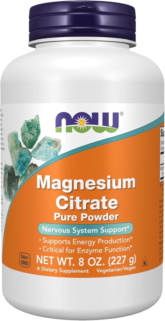 NOW Foods Supplements, Magnesium Citrate Pure Powder, Enzyme Function*, Nervous System Support*, 8-Ounce