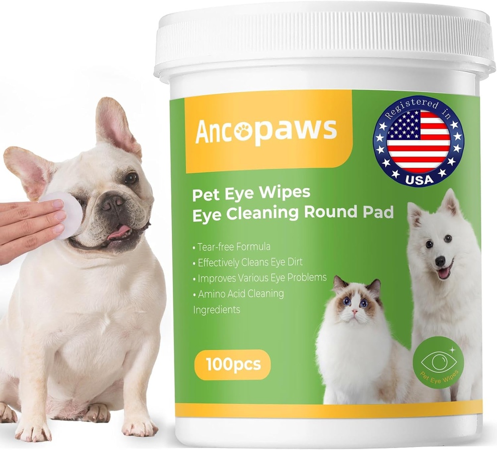 Wipes de ojos para perros &amp; gato - Tear Stain Remover para mascotas - Perros de ojos para la carga y la trituración - Cuidado de los ojos pastillas para reducir la mucosa y las secreciones de mucosidad - 100pcs