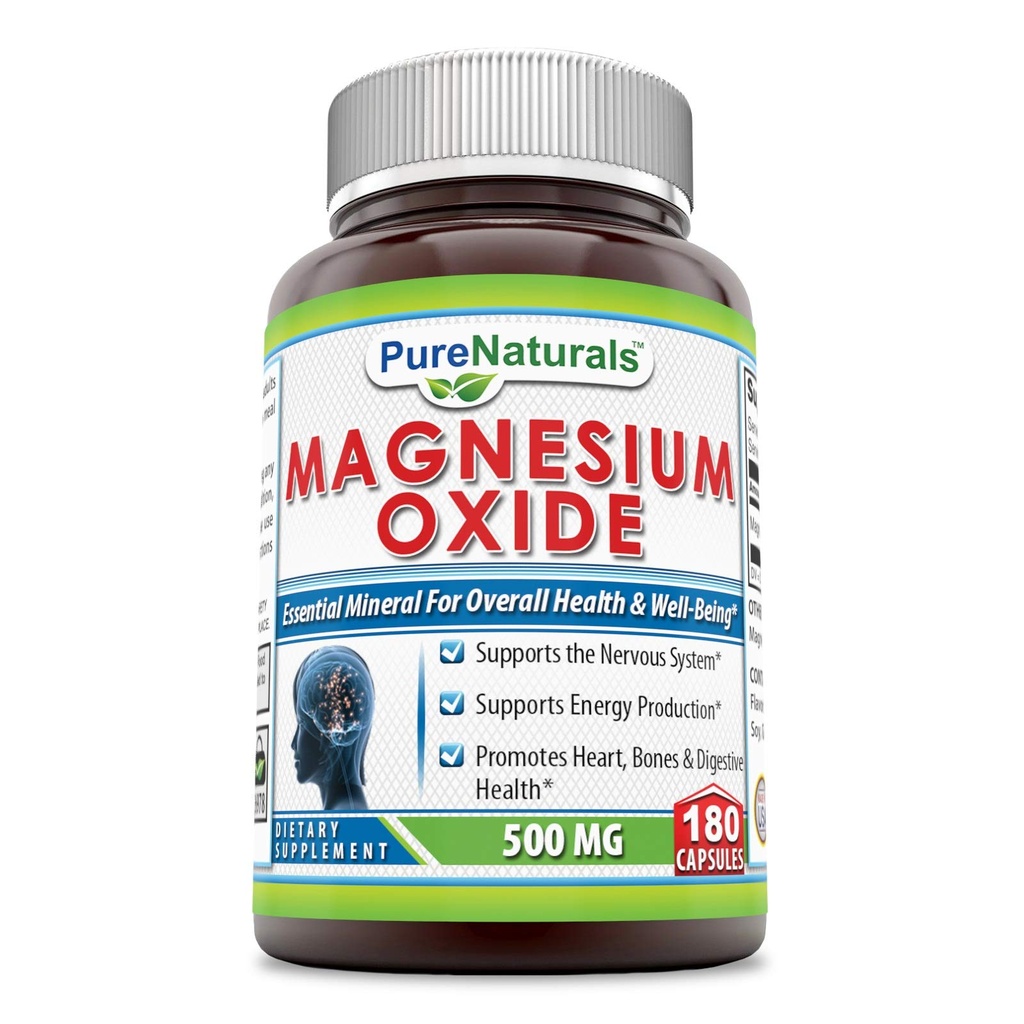Naturales puros Suplemento de Oxido de Magnesio Silencio 500 Mg por Serving Silencio 180 Capsules Silencio No-OMG TENIDO Gluten-Free TEN Made in USA