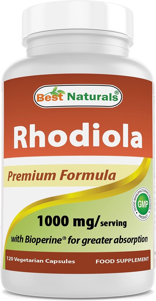 Mejores Naturales Rhodiola con Bioperine 1000mg Serving - 120 Veggie Capsules