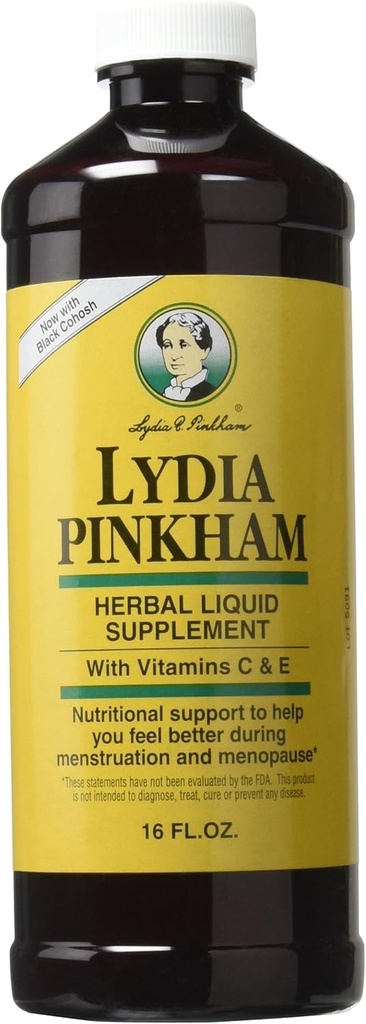 Lydia Pinkham Liquid Herbal Suplemento para Menstruación y Apoyo a la menopausia, 16 Ounce