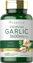 Carlyle Odorless Ajo Softgels 3600 mg  400 Cuenta ← Allium Sativum Bulb Silencio No GMO, Gluten Suplemento gratuito
