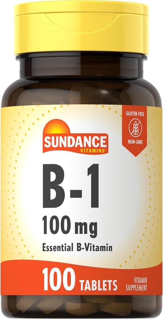 Sundance Vitamina B-1 TEN 100mg TENIDO 100 Tablets TENIDO Suplemento Esencial de Vitamina TENIDO Vegetariano, No GMO, y Fórmula Gratuita
