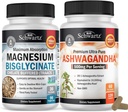 Extra Strength Ashwagandha Capsules (2 Mes de Suministro) Plus Alta Absorción Magnesio Bisglycinate Capsules (1 Mes de Suministro