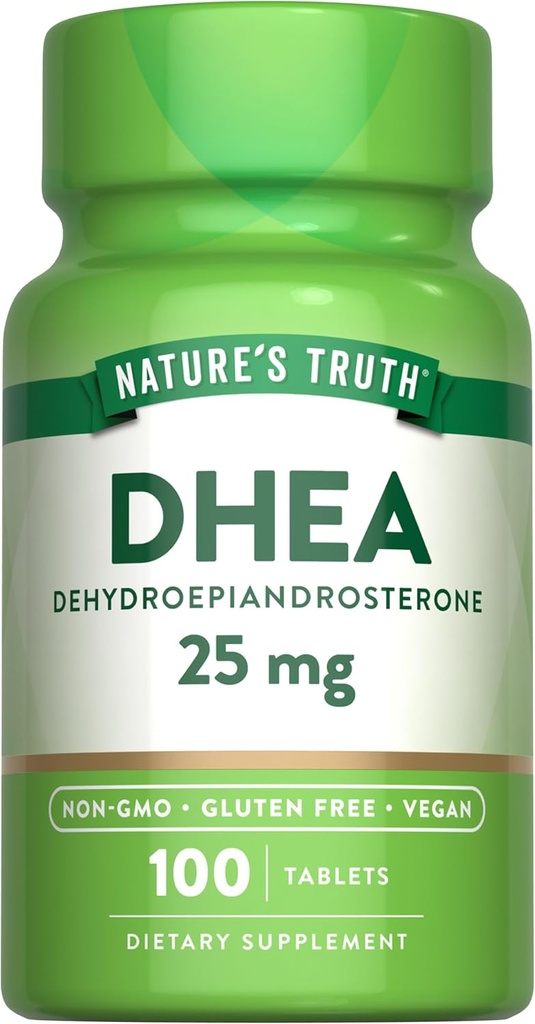 La verdad de la naturaleza DHEA 25mg Tablets tención 100 Conde ← Vegan, No GMO &amp; Gluten Suplemento gratuito
