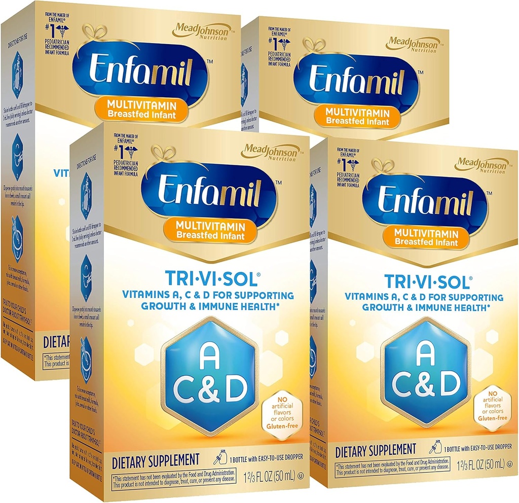 Enfamil Tri-Vi-Sol Vitaminas A, C & D Suplemento gotas 50 mL (Pack of 4)