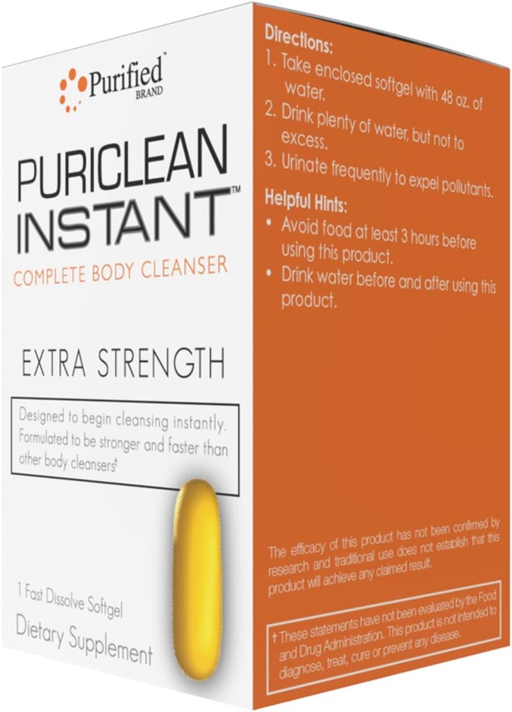Wellgenix Puriclean Instant Complete Body Cleanser, 1 Fast Acting Softgel, Premium Extra Strength Herbal Cleanse Detox, One Hour Detox Support Suplemento