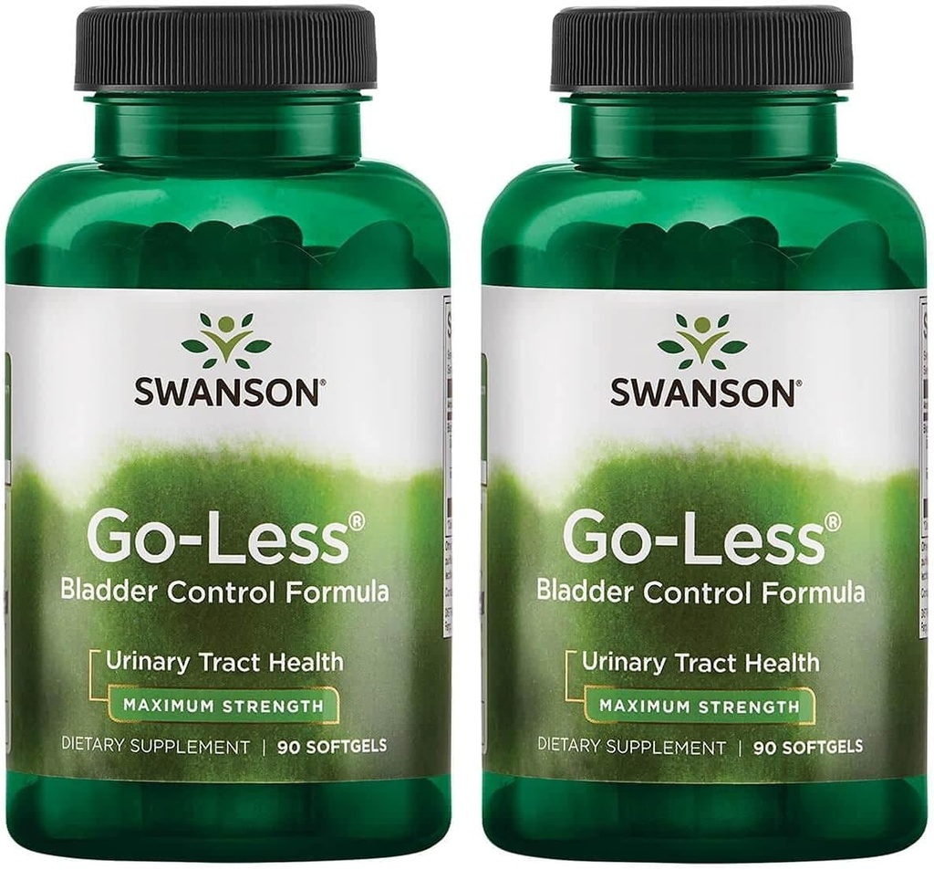 Swanson Go-Less Control de la vejiga Fórmula - Promueve la salud y la vejiga sana - Suplemento natural para adultos con extracto de semilla de calabaza - (90 Softgels) 2 Pack