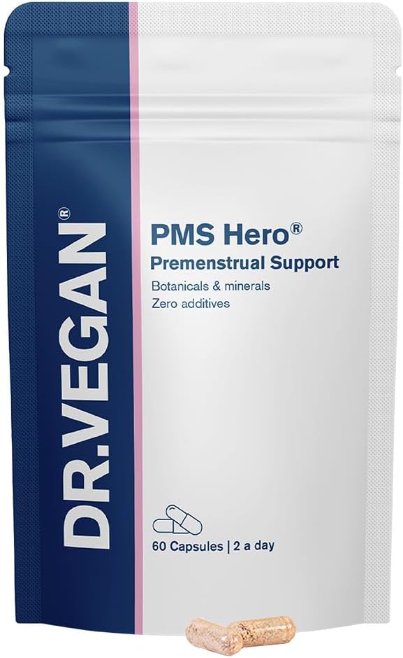 DR.VEGAN PMS Hero, PMS Support Supplement for Women and Bloating Relief Formula with Shatavari, Dong Quai, Dandelion Root and KSM-66 Ashwagandha, 60 Supplements
