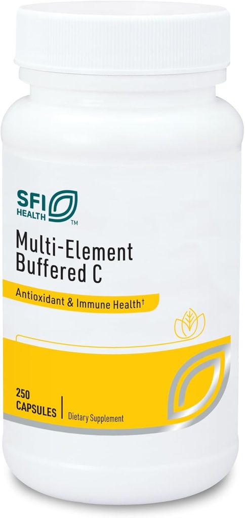 SFI Health Klaire Labs Buffered Vitamin C Capsules with Quercetin Bioflavonoids " L-Glutathione to Support Immune Function " Antioxidant Protection - Hypoallergenic " Gentle on Stomach (250 cápsulas)