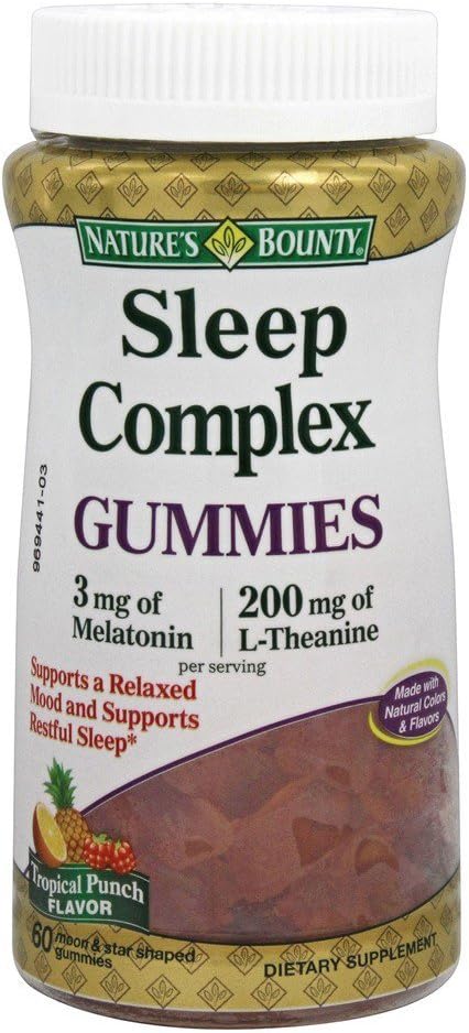 Complejo de sueño recompensado de la naturaleza Gummies 60ct, 3 miligramos Melatonina, 200 miligramos L-Theanine Gummies (2 Pack)
