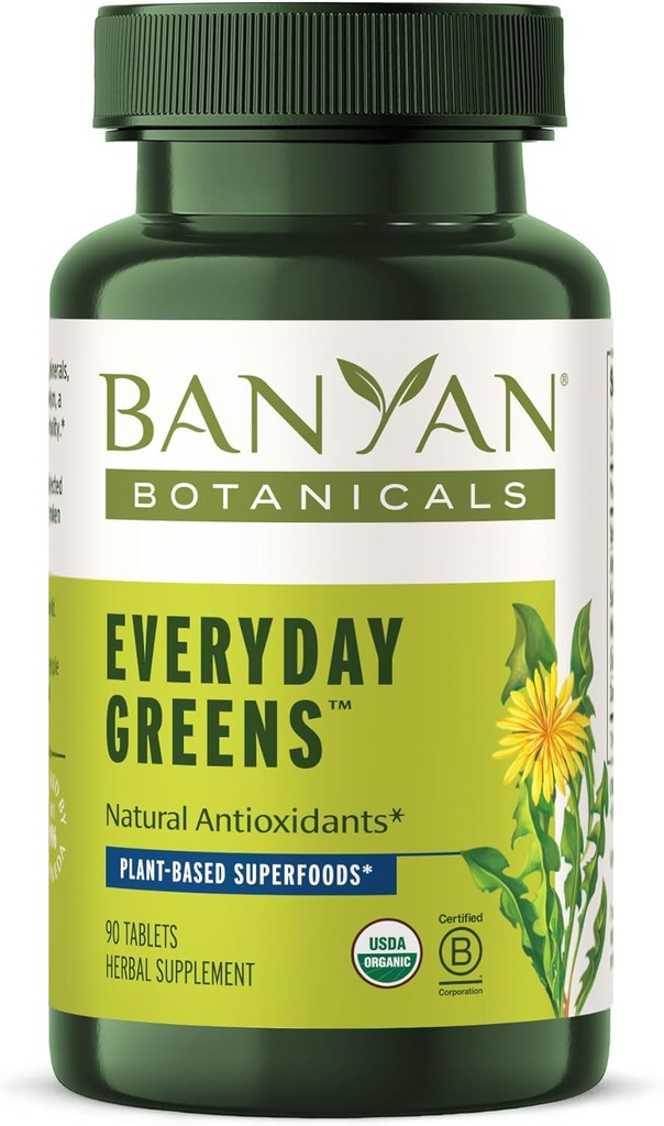 Banyan Botanicals Todos los días Greens – Organic Superfood Tablets – Natural Source of Vitamins, Minerals & Antioxidants – Supports Optimal Energy & Health* – 90 Tablets – Non-GMO Sustentably Sourced Vegan