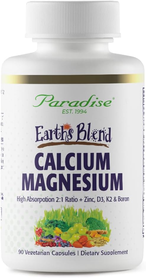 Herbs del Paraíso Magnesio de Calcio Blend de la Tierra + Zinc, D3, K2 &amp; Boron, soporta la salud ósea, Vegan, No GMO, Gluten Gratis, 90 cápsulas vegetarianas