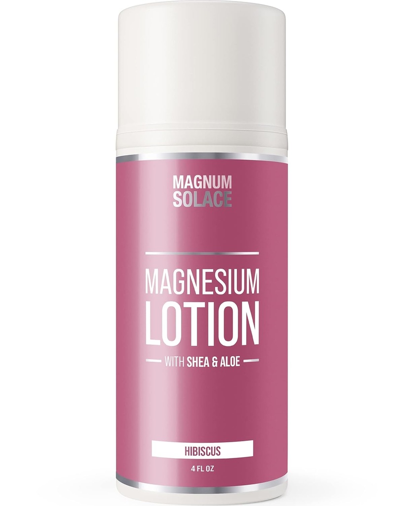 Loción de magnesio – Super concentrado – Hecho con Aloe y Shea – Para los cáñamos de las piernas, las mezclas de musculos y rejuvenecimiento – Seguro para los niños, Hecho en los Estados Unidos (Hibiscus)