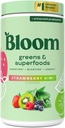 Bloom Nutrition Superfood Greens Powder, Enzymes Digestivos con Probióticos y Prebióticos, Gut Health, Bloating Relief for Women, Chlorella, Green Juice Mix w Beet Root Powder, 60 SVG, Strawberry Kiwi