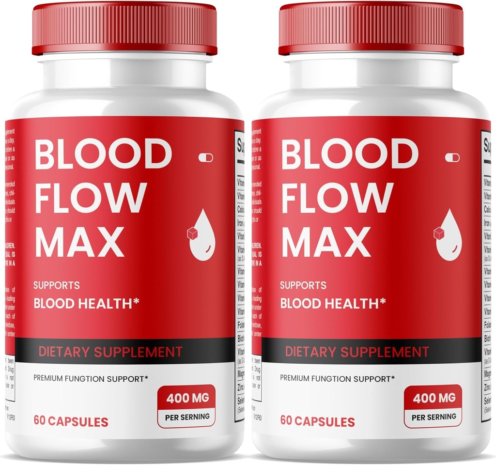 Flujo de sangre Max cápsulas, Flujo de sangre Max Advanced Formula Blood Support, Maximum Strength Supplement for Healthy Blood Circulation, All Natural Vitamin Pills for General Wellness - 2 Pack