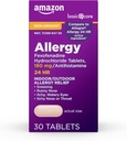Atención básica Alivio de Alergia todo el día, Tablas de Hidrocloruro de Fexofenadina, 180 mg, Antihistamínico, No-Drowsy, Relieve de 24 horas, 30 Conde