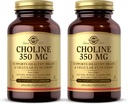 Solgar Choline 350 mg - 100 cápsulas vegetales, Pack of 2 - Non-GMO, Vegan, Kosher - 200 Total Servings