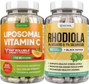 DACHA Premium Immune & Focus Enhancement Bundle - Liposomal Vitamina C y Rhodiola, para Ultimate Mood, Immune, Mind Health Support, Ultra Absorb Combo con Potent Ascorbyl Palmitate & Bioperine