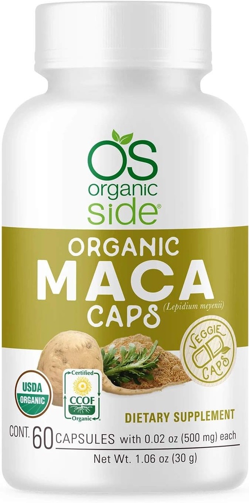 Orgánica Lado Silencioso Maca Capsules Silencioso USDA Certified Orgánica, No-GMO, Vegan Silencio 60 Capsules for Energy Silencioso Saldo hormonal, y Vitality ← Suplemento Natural