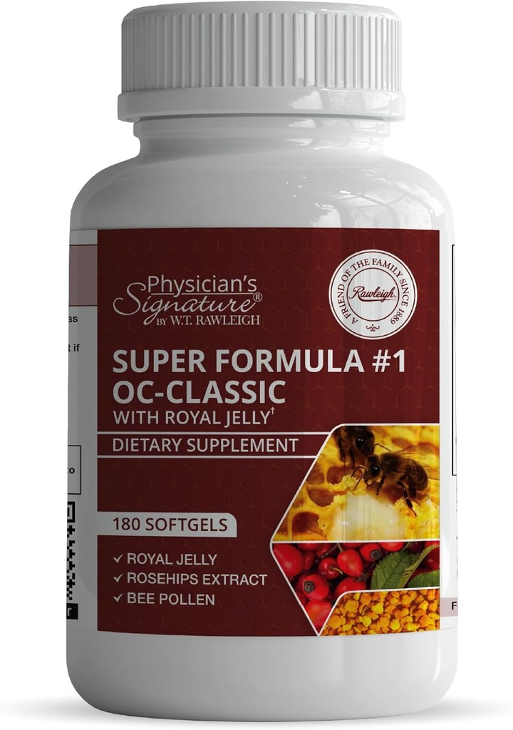 Rawleigh Super Formula No.1 OC-Classic: 180 Softgels with Royal Jelly &amp; Bee Pollen Combined with Rosehips, Alpha lipoic Acid, " Vitamin B12, Non-GMO Supplement for Heart Health " Immune Support