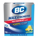 BC Max Strength Headache Relief Powder, Triple-Action Formula with Acetaminophen, Aspirin & Caffeine Eases Aches & Pains, Lemonade Flavor, 16 Count