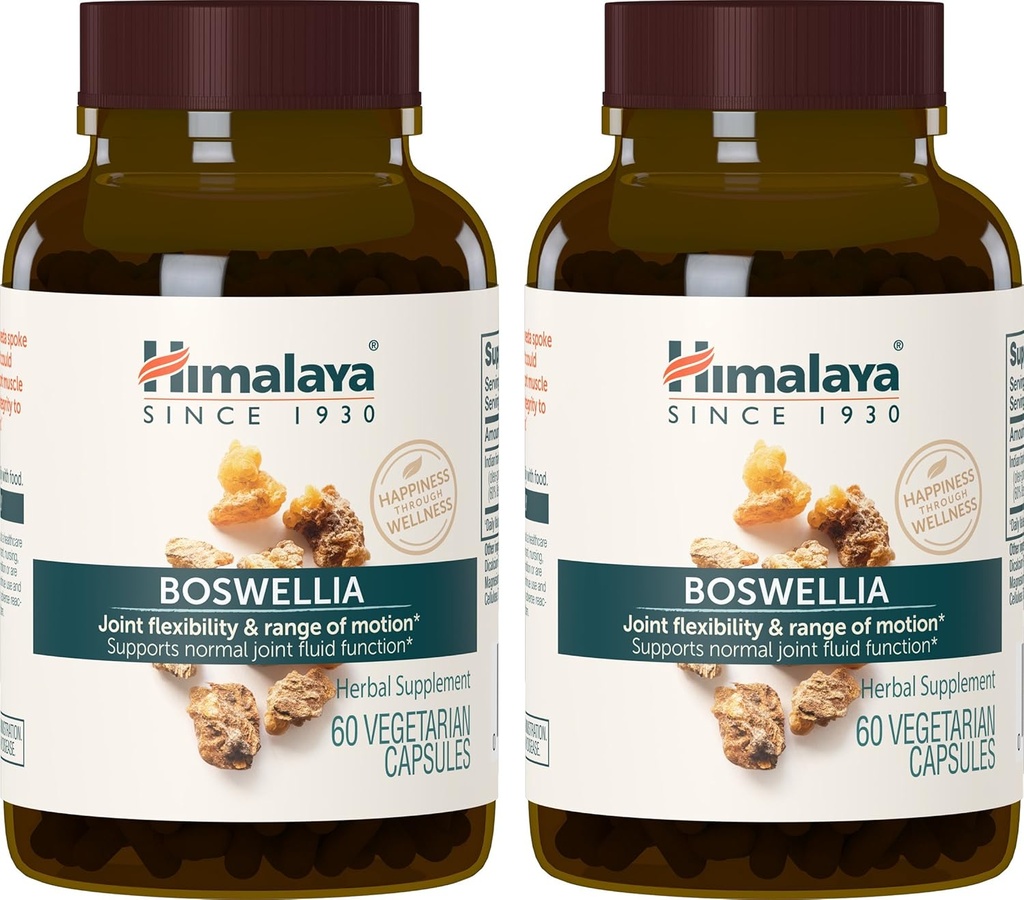 Himalaya Boswellia, soporte conjunto para movilidad y flexibilidad, promueve la conservación de tejidos, 250 mg, 60 cápsulas, 1 mes de suministro, 2 paquete