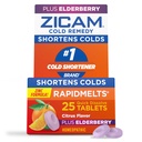 Zicam Cold Remedy Zinc RapidMelts, Elderberry Citrus Flavor, Homeopathic, Cold Shortening Medicine, Shortens Cold Duración, 25 Conde