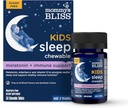 Mami's Bliss Kids Sleep + Immunity 1 mg Melatonin Chewable, Contiene Magnesio, Elderberry y Vitamina D, Sugar Gratis, 3 Años+, 1 Botella (50 Tabletas)