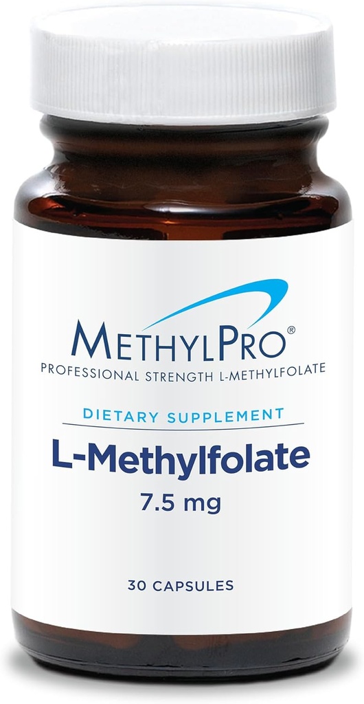 MetilPro L-Methylfolate 7.5 mg - L Folato de metil, Suplemento de metillfolato para hombres y mujeres, vitamina metilada B9 (5-MTHF) para la salud cerebral, el foco, la calma - 30 cápsulas (Pack of 1)