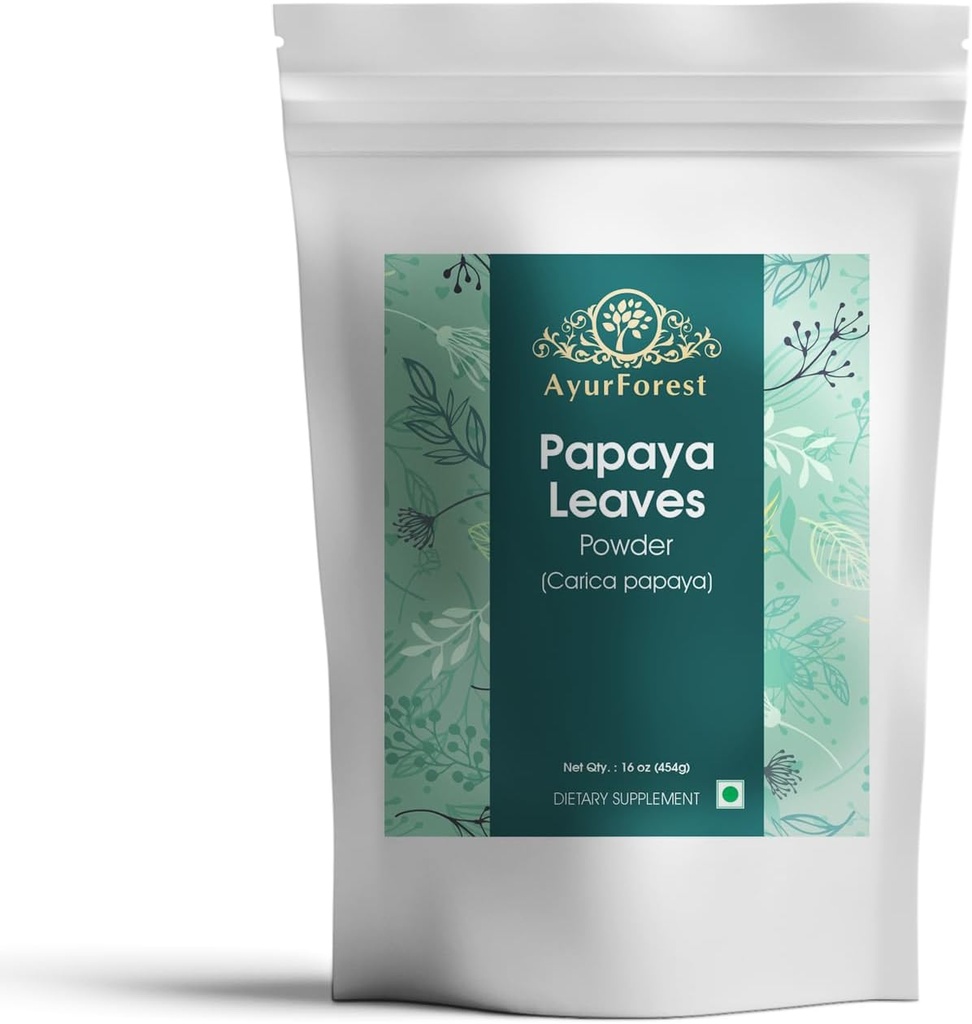 Papaya Hoja de hoja hojas secas Carica Papaya Suplemento herbal 16 onzas tención 454 gramos