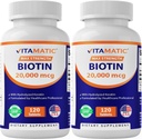 Vitamatic High Potency Biotin 20000 mcg (20mg) con Keratin 100mg - 120 Tabletas Vegetarianas - Suplementos de Biotina para la piel del cabello saludable &amp; uñas para adultos (120 Cuenta (Pack de 2))