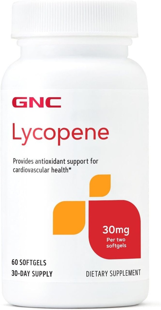 GNC Lycopene 30mg, proporciona soporte para la salud cardiovascular, 60 Softgels