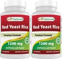 Mejores Naturales Red Yeast Rice 1200 mg (No-GMO) 120 Tabletas (120 Cuenta (Pack de 2))