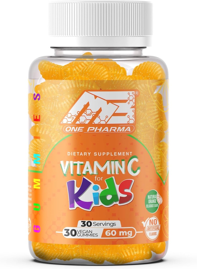 MB One Pharma– Kids Vitamina C Gummies -para el soporte inmunitario – Natural Orange Delicious Flavor (30 Day Supply) Vegetariano, No Gluten Free, No Artificial Sweeteners
