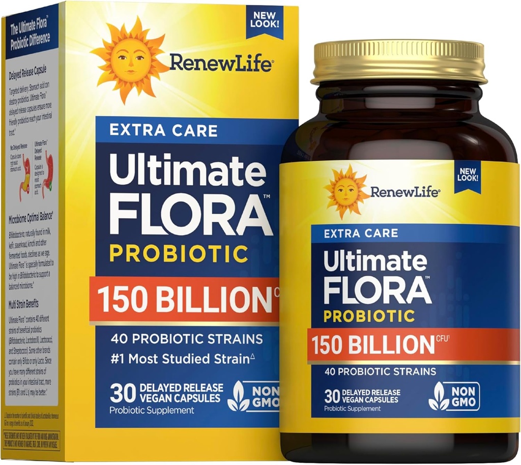 Renew Life Ultimate Flora Adult Ultimate Care Probiótico, 150 billón, 30 caps (Package May Vary)