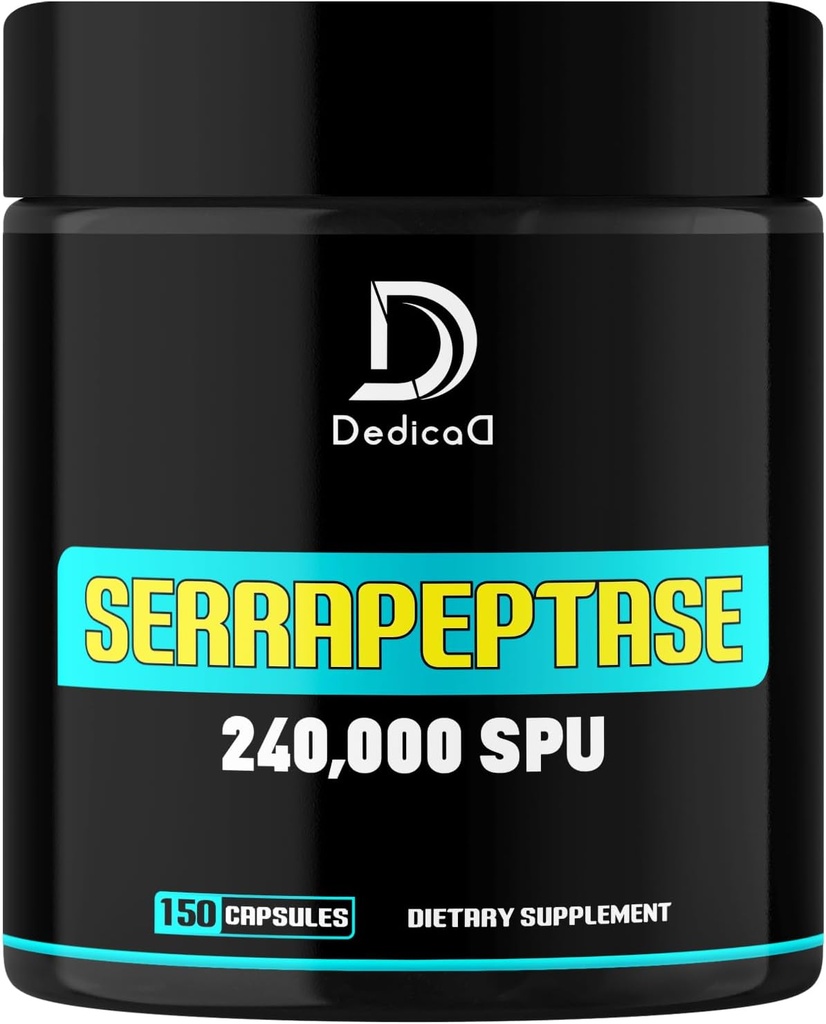 Suplemento de Serrapeptase 240.000 SPU - 150 cápsulas para respiración de Smooth, salud cardíaca &amp; soporte del sistema de inmunodeficiencia - 75-Serving Supply