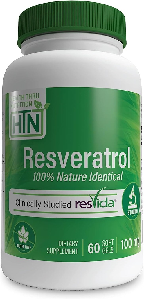 Resveratrol como ResVida 100mg Trans-Resveratrol tención Apoyos Envejecimiento saludable, Producción Celular de Energía y Metabolismo ← Clínicamente Estudiado y Gluten Libre (Pack of 60)