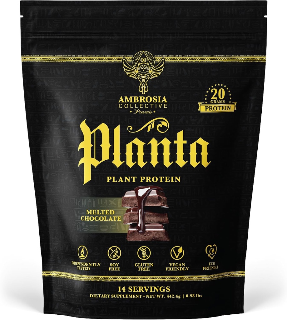 Ambrosia Planta - Premium Plant-Based Protein | Vegan & Keto Friendly | Gourmet Flavors with No Bloating or Stomach Upset | No Added Sugar | 14 Servings | (Melted Chocolate)