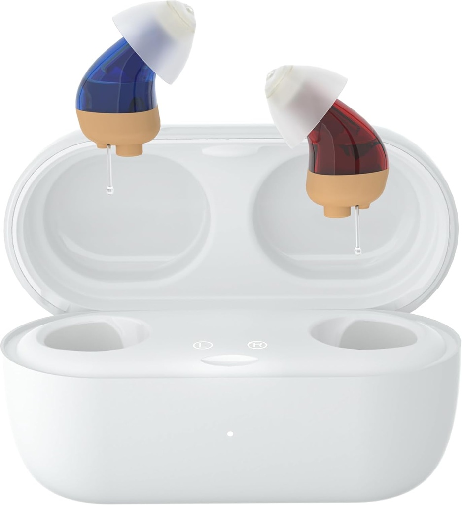 Ayudas de Audiencia Digital recargables con procesamiento de sonido de 16 canales para una calidad de sonido superior, solución de Audición sobre el hombro para pérdida de Audición, Auto-On/Off, TM-S-br3 (Versión 3)