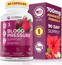PurePremium Beet Root Capsules for Blood Pressure Support – 700mg Advanced Formula with Beetroot Powder, Hawthorn, Hibiscus &amp; Ajo for Normal Nitric Oxide Production & Heart Health – Non-GMO - 90ct