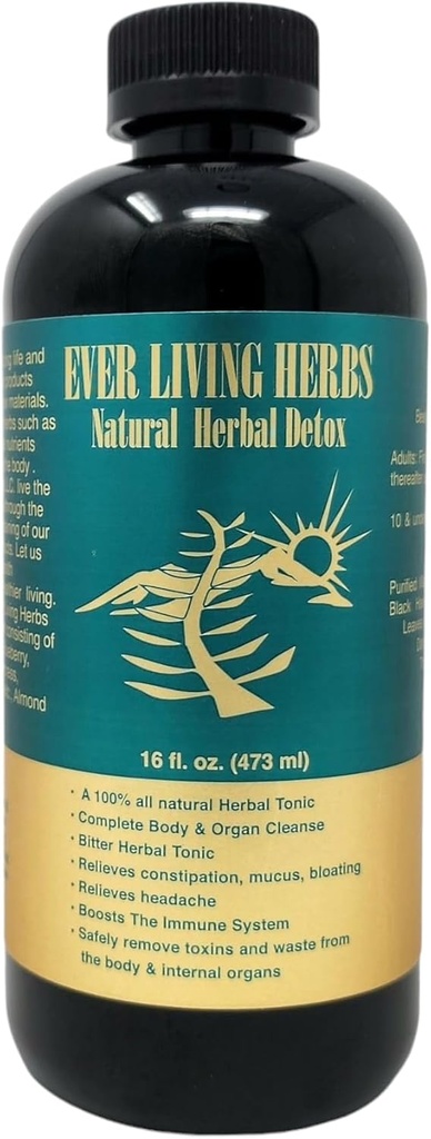 Natural Herbal Detox with Moringa for nutrients and deep Cleansing with Neem, Burdockroot, Dandelion 16 Oz.