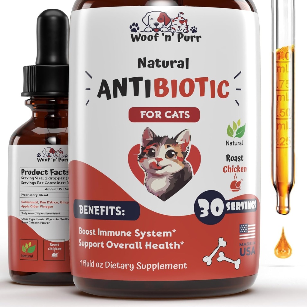 Antibióticos para gatos - Antibióticos para gatos - Antibióticos para gatos - Alivio de alergia para gatos - Antibiótico para gatos - Antibióticos para gatos - 1 fl oz: Sabor de pollo asado