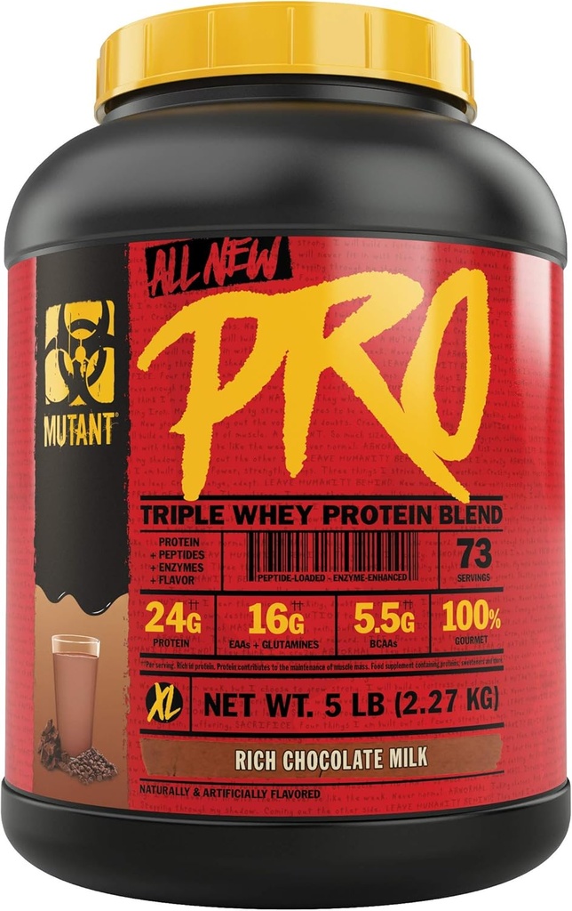 Mutant Pro – Triple Whey Protein Powder Suplemento – Time-Released for Enhanced Amino Acid Absorption – Decadent Gourmet Flavors – 5 libras – Rich Chocolate