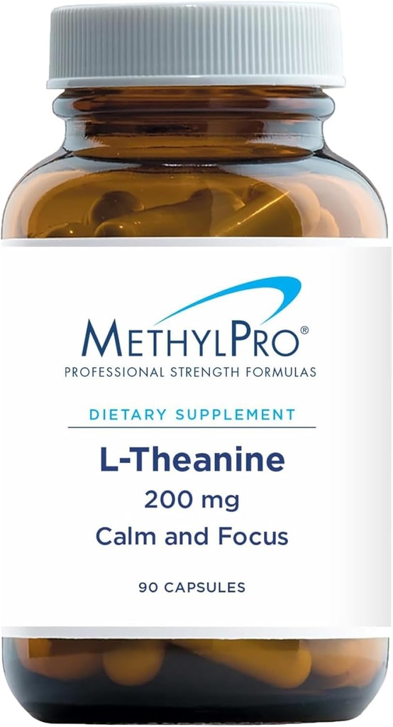 MetilPro L-Theanine 200mg - L Theanine Supplement with Glycine for Calm Energy and Focus, Amino Acid for Sleep Support and Healthy Stress Response - 90 cápsulas