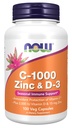 AHORA Suplementos, C-1000 Zinc " D-3, Apoyo estacional de inmunodeficiencia*, 100 cápsulas Veg
