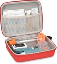 Hard Travel Case for Asthma Inhaler and Accessories, with Mesh Pocket for Medicine, Red